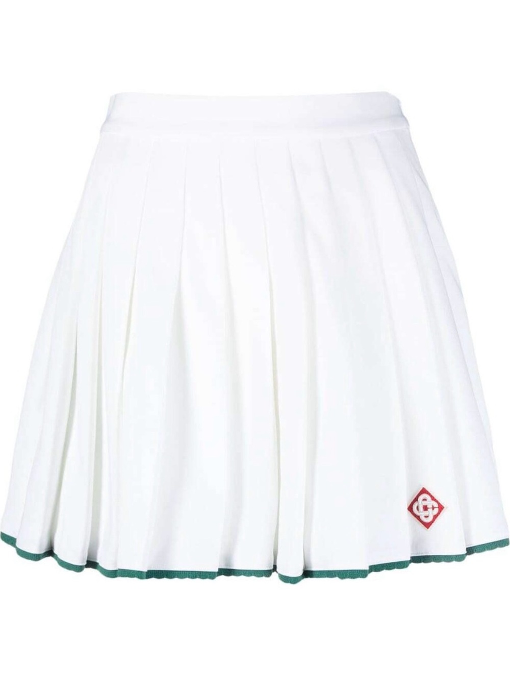Casablanca White Pleated Tennis Mini Skirt Green Trim Logo NWOT